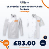4x Premier Coolchecker Chef's Jackets + Free Logo thumbnail 1