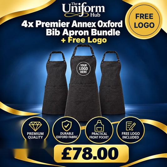 4x Premier Annex Oxford Bib Apron + Free Logo