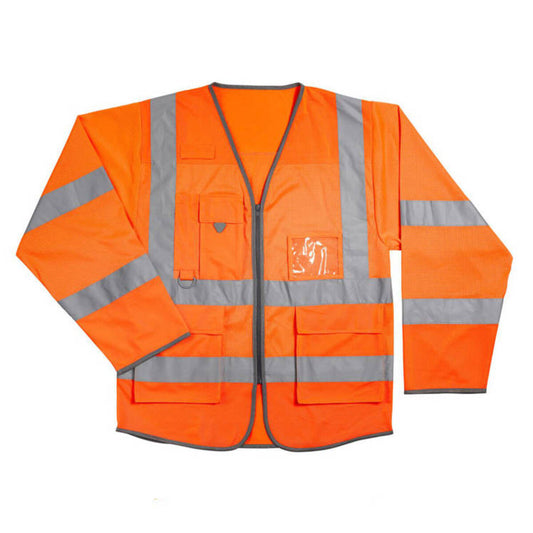 Warrior Hi Vis Long Sleeve Executive Mesh Waistcoat