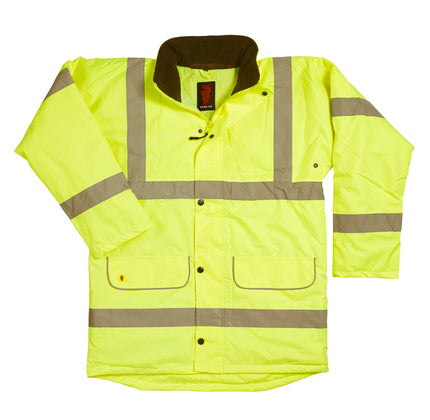 Warrior Hi-Vis Traffic Jacket Fleece Lined Collar